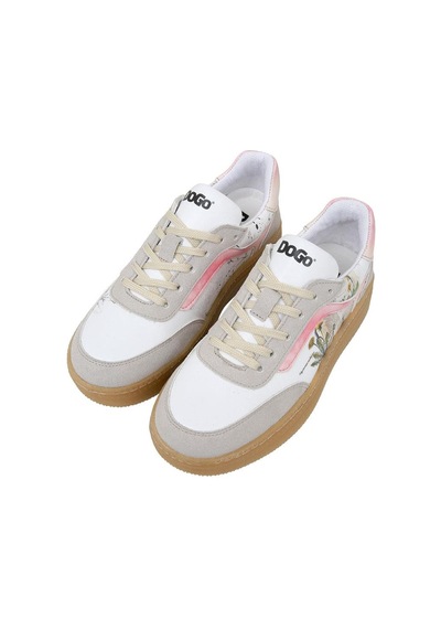 Kadın Vegan Deri Beyaz Sneakers - Botanical Notes Tasarım Çok Renkli