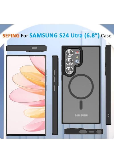 Samsung Galaxy Uyumlu S24 Ultra Kılıf Mat Magsafe Şarj Titanyum