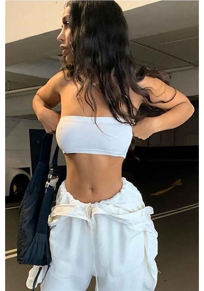 Madmext Mad Girls Straplez Beyaz Crop Top Mg337
