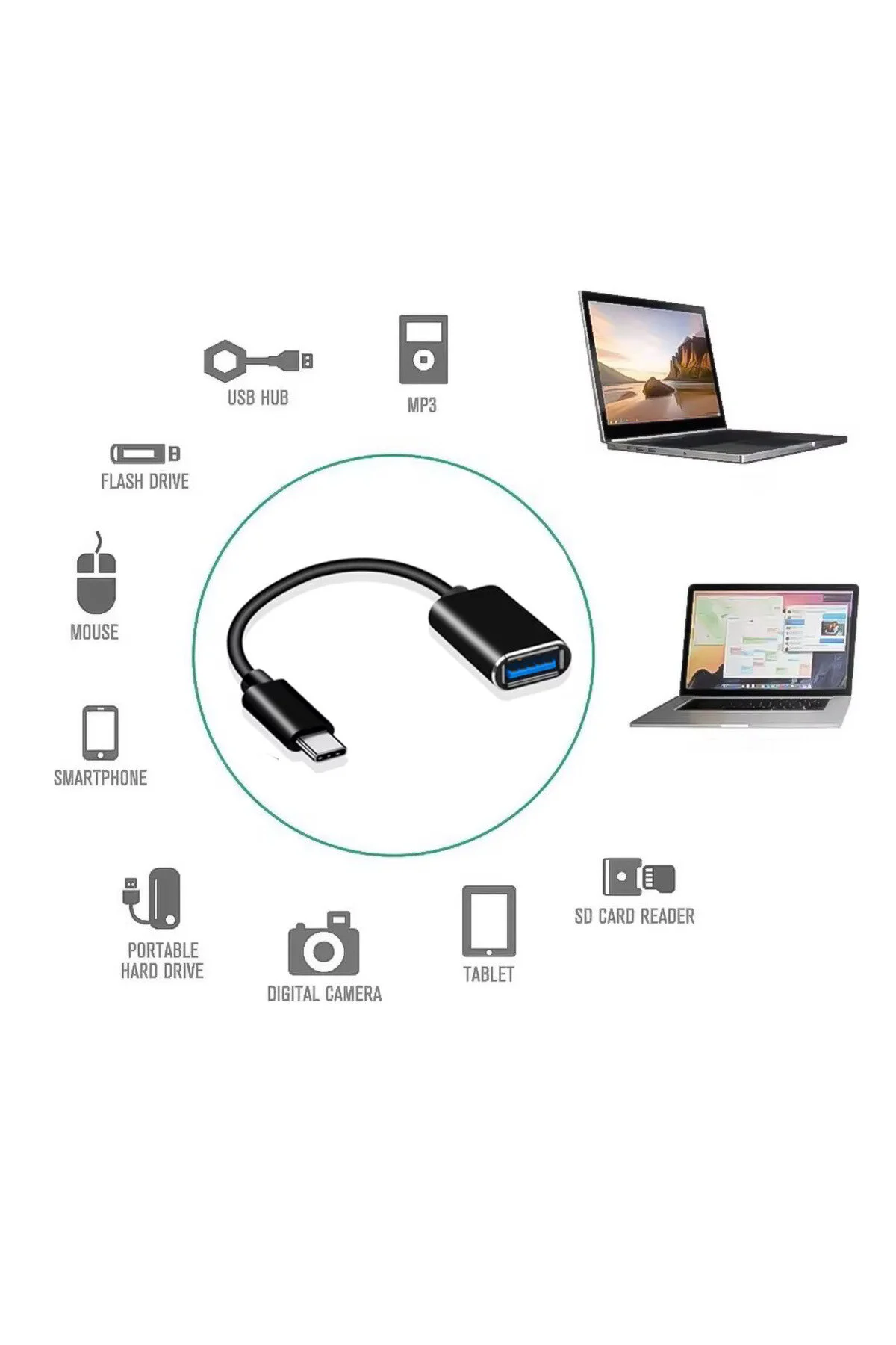 Yüksek Kalite Usb C Usb Adaptörü Tip C Otg Uzatma Kablo Usb C Erkek Usb 2.0 A Kadın Kablo Adaptörü