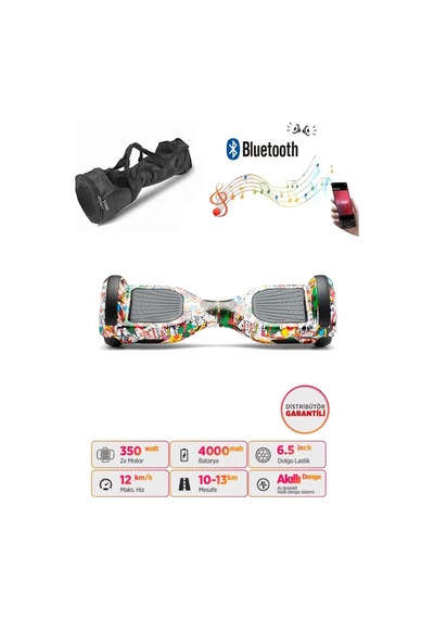 Citymate Elektrikli Kaykay Hoverboard Akıllı Denge 6.5 Inch + Hoverkart + Çanta Extrem Paket D19