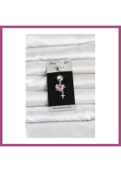 Gees Global 316l Cerrahi Çelik Pembe Zirkon Taşlı Model Göbek Piercing Gbzs
