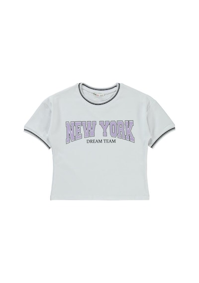Civil Girls New York Baskılı 10-13 Yaş Tişört Beyaz