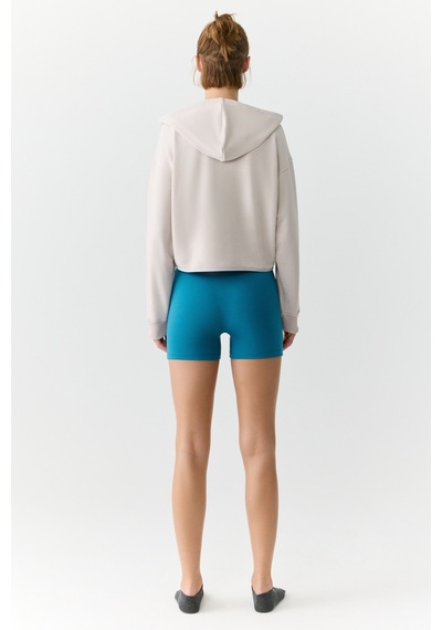 Urban Beat Charısma Kadın Kapüşonlu Relaxed Fermuarlı Baskı Detaylı Taş Rengi Sweatshirt Taş Rengi