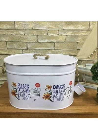 Metal 2 Bölmeli Bulaşık ve Çamaşır Deterjanlığı
