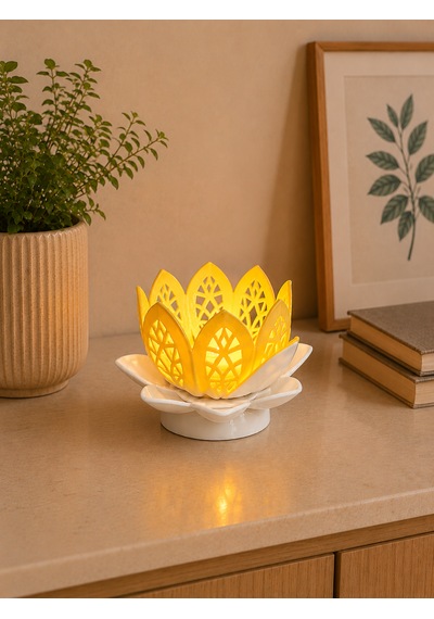 Lotus Glow Mumluk Sarı Beyaz