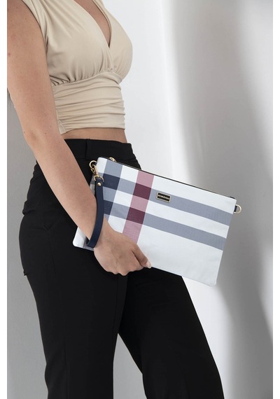 Silver Polo Sp1034 Kadın Portföy & Clutch Ekose Beyaz-lacivert Beyaz - Lacivert