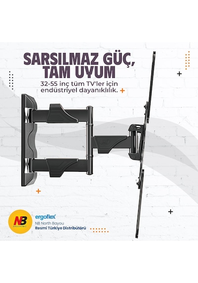 North Bayou Nb P4 Ergonomic Ultra Ince 32" 55" Alman Tuv Sertifikalı Profosyonel Tv Askı Aparat