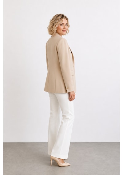 Bihan Store Kadın Kruvaze Tek Düğmeli Blazer Ceket Y26-421 - Taş