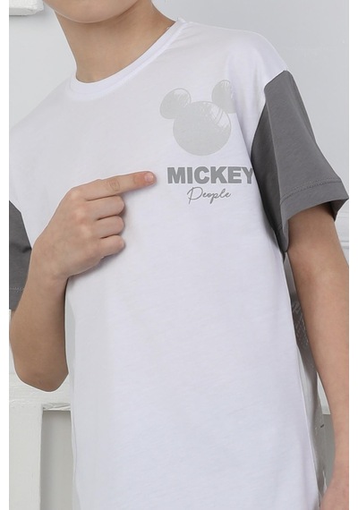 Mickey Baskı Erkek Çocuk Şortlu Takım-90351 Gri