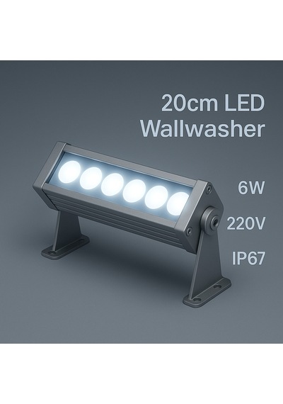 20cm 6w Led Wallwasher Beyaz 6500k Dış Cephe, Minare, Bahçe Aydınlatma Iç-dış Kullanım Ip65 Beyaz 6500k