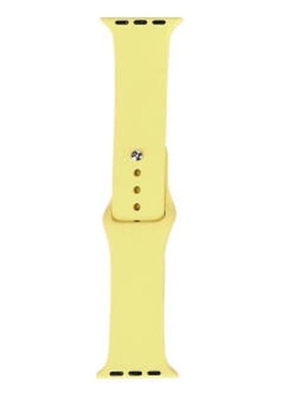 Apple Watch Uyumlu  7 41mm Band Serisi Klasik Kordon Silikon Strap Kayış - Açık Sarı