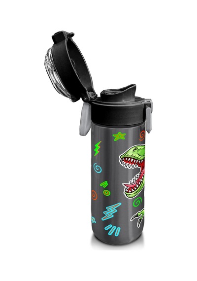 Coral High Kids Siyah Gri Dinozor Desenli Pipetli Ve Direkt İçim Çelik Termos 500 Ml 31946 Siyah - Yeşil