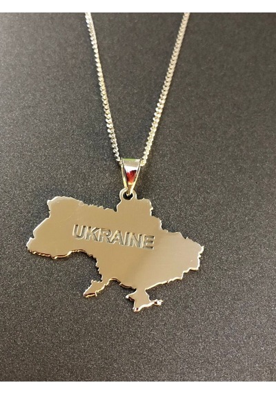 Vog Ukranie Ukranya Haritası Bayrağı 925 Ayar Gümüş Ülke Kolye