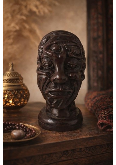 Dekoratif Otantik Büst Heykel Modern Salon Ofis Masa Üstü Biblo Vintage Ahşap Görünümlü Dekor 14,5 Cm Diğer