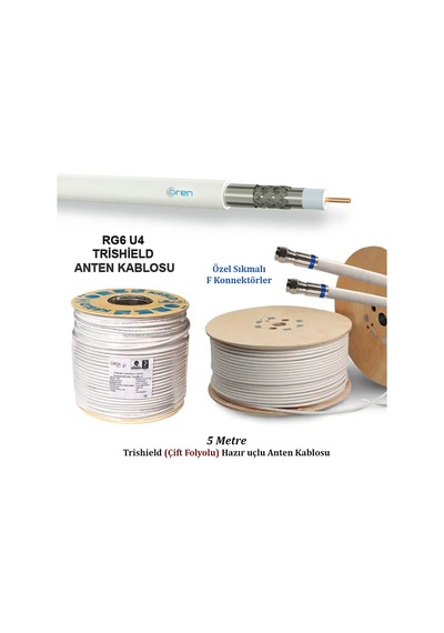 Ören Rg6U4 Trishield 5 Metre Hazır Anten Kablosu
