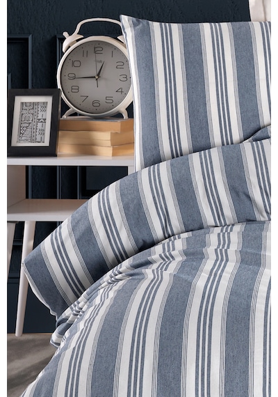 Eponj Home Sport Çizgili Nevresim Takımı Tek Kişilik Soft Line Lacivert Lacivert