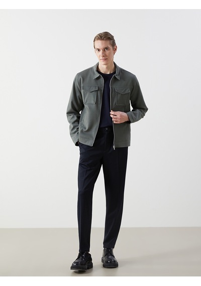 Lcw Vision Yeşil Slim Fit Gömlek Yaka Erkek Ceket