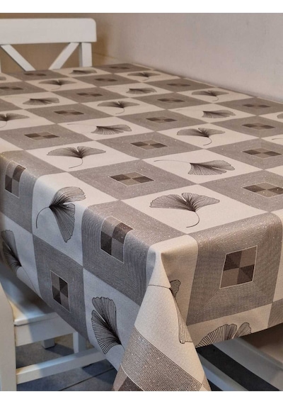 Simli Keten Dokulu Pvc Masa Örtüsü 24keteno3 Gri