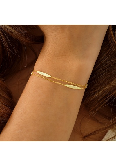 Queen Silver Jewelry 925 Ayar Gümüş 2 İsimli Bileklik Altın