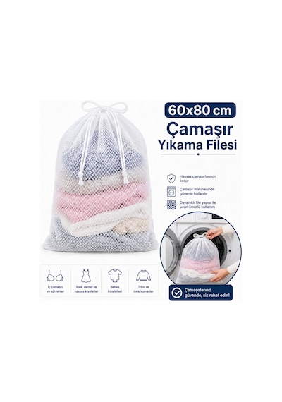 Beyaz Çamaşır Yıkama Filesi 60x80 Diğer
