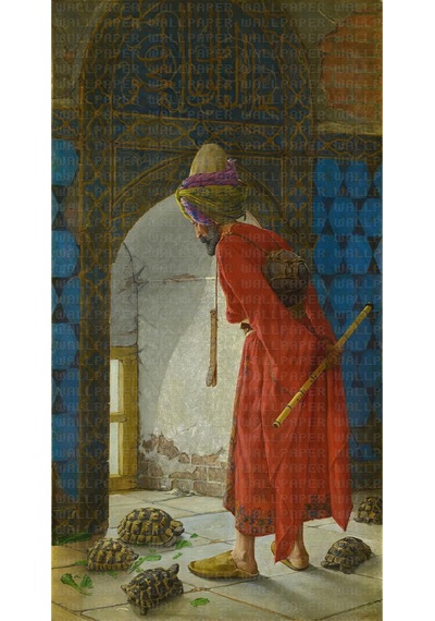 Osman Hamdi Bey Kaplumbağa Terbiyecisi Poster Duvar Kağıdı Renkli