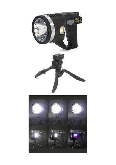 Şarjlı Dev Boy El Feneri Tripod Ayaklı Parlak Led El Lambası Kamp, Av Ve Güvenlik İçin İdeal
