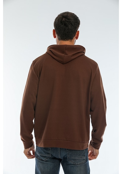 Süperlife Erkek Kapşonlu Regular Fit Air Baskılı İnce Sweatshirt Spr22sw162 Kahverengi