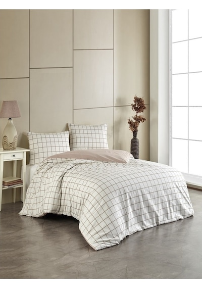Üntaş Life Çift Taraflı S.kahve Ekose 200x220 Çift Kişilik Nevresimseti Çiftrfs.khvekseset Çarşafyok