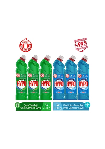 Hyper Hypo Ultra Çamaşır Suyu Çam + Okaliptus 6 x 750 G