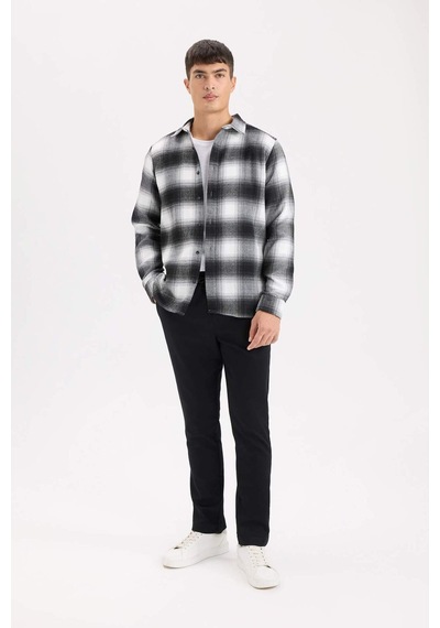 DeFacto Regular Fit Polo Yaka Kareli Flanel Uzun Kollu Gömlek D5835AX24AUBK81 DeFacto Regular Fit Polo Yaka Kareli Flanel Uzun Kollu Gömlek D5835AX24AUBK81