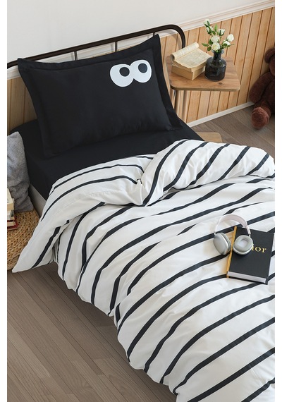 Eponj Home Kolay Ütülenir Nevresim Takımı Tek Kişilik Funny Siyah Siyah