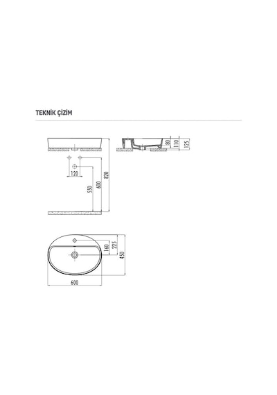 Creavit Lp171 Loop Oval Çanak Lavabo 45 x 70 CM