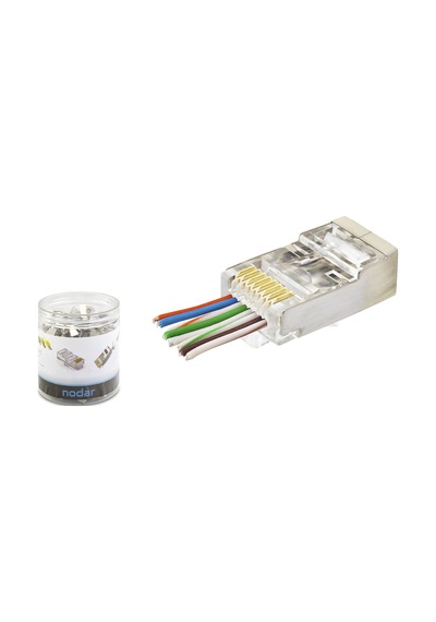 Nodar Nd2423 Cat6e Ez Rj45 Metal Konnektör 100 Adet Plastik Kutu - Şeffaf