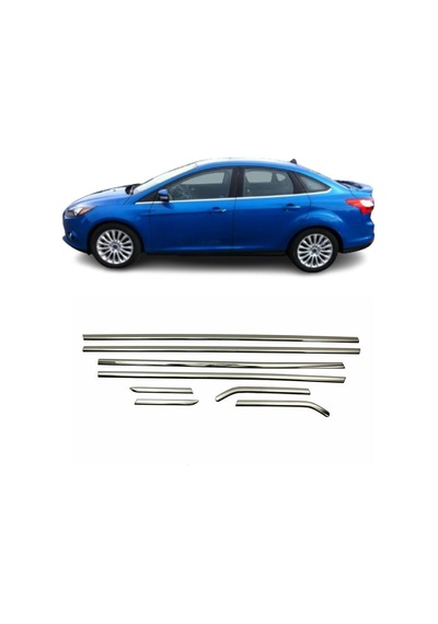 Ford Focus Sedan Krom Cam Çıtası 2011-2017 Arası 8Prç Paslanmaz Ç N11.4761