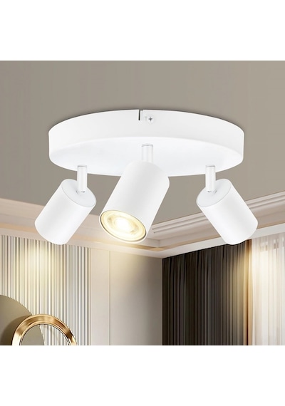 Riolight Modern4 Beyaz Mutfak,salon,giyinme Odası,cafeler İçin Gün İşiğı Metal 3lü Spot Ampul Dahil 3'lü Beyaz