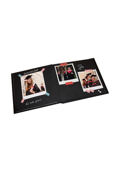 Mezun Anı Defteri 20x20 Cm Siyah Sayfalı Mezuniyet Hatıra Albümü