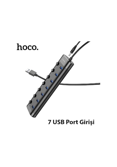 Hoco Hb40 7xusb 2.0 Anahtarlı Usb Hızlı Şarj Ve Veri Okuyucu- 5775 Siyah