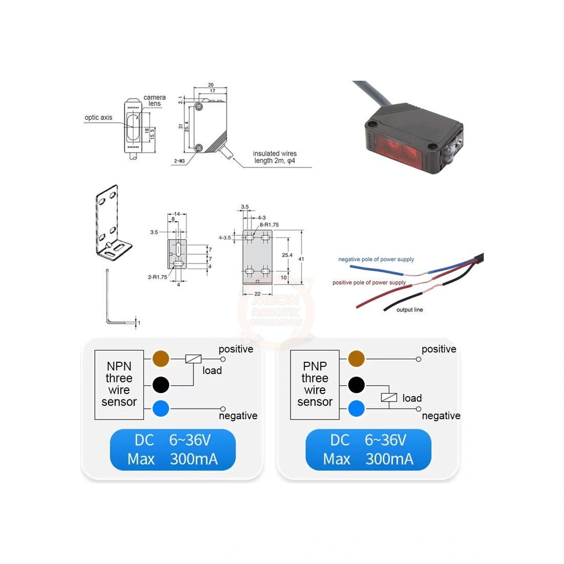E3z-d62 Pnp Endüstriyel Fotoelektrik Cisim Sensörü