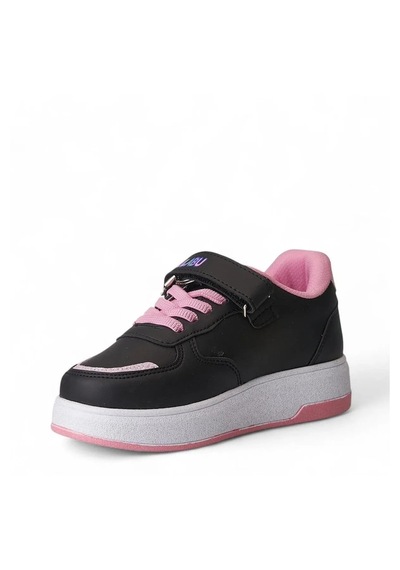 Zacoz Labubu Baskılı Simli Kız Çocuk Spor Ayakkabısı, Sneaker Siyah - Pembe