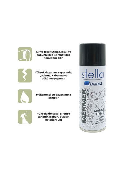 Stella İnce Mermer Efekt Sprey Boya Siyah 200 Ml Siyah