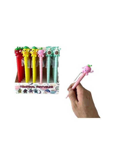 Tropikal Meyvalar Jel Tükenmez Kalem Pembe