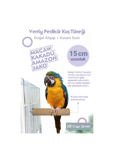Vixpet Venty 4'lü Pedikür Papağan Tüneği 15 cm Macaw | Kakadu | Jako | Amazon | Alex | Eklektus