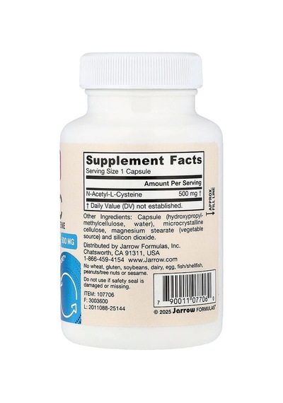 Jarrow Formulas, Vegetarian N-a-c, 500 Mg, 60 Veggie Capsules