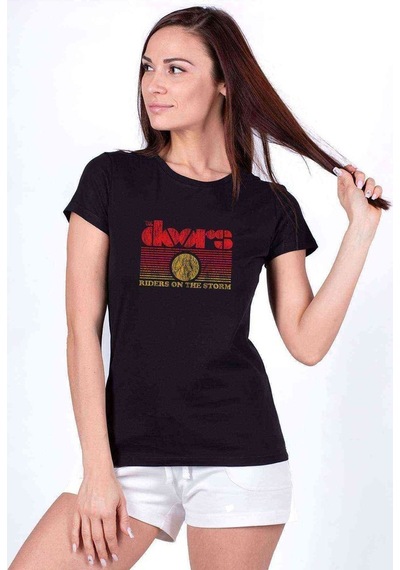 The Doors Riders On The Baskılı Siyah Kadın Tshirt