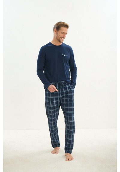 Sevim Erkek Uzun Kol Lacivert Pijama Takım C8t1n5o9 001