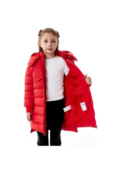 Kız Çocuk Kapüşonlu Kışlık Şişme Mont 51356 Kırmızı