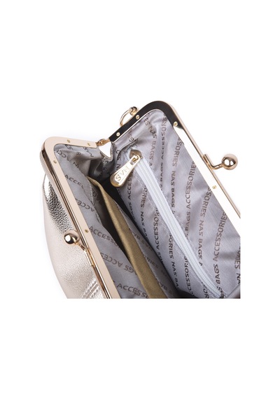 Nas Bag Burslu Klipsli Vintage Omuz Ve Çapraz Çanta 23x20 Cm Ebatlarındadır Gold Altın