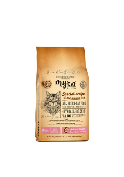 Mycat Az Tahıllı Somon Balıklı Yavru ve Anne Kuru Kedi Maması 10 KG