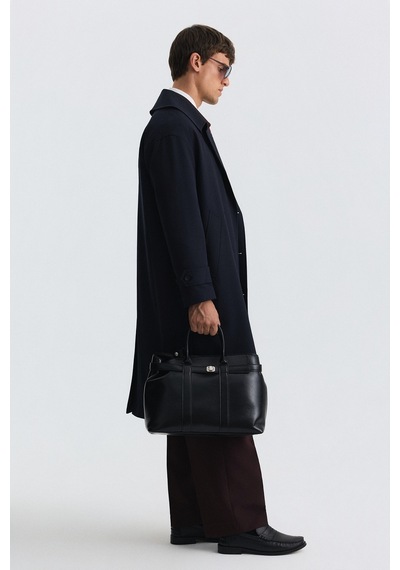 Antioch Uzun Relaxed Fit Trençkot Lacivert